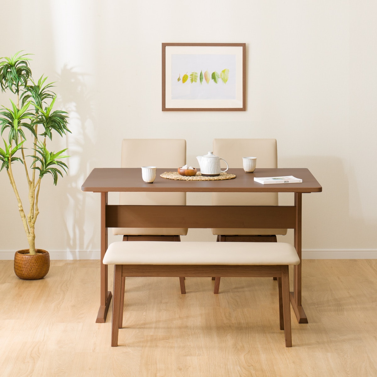 ダイニングテーブル4点セット (TLEG SI01 G 120/回転式SI01B/ベンチSI01 MBR)  【配送員設置商品】 【5年保証】