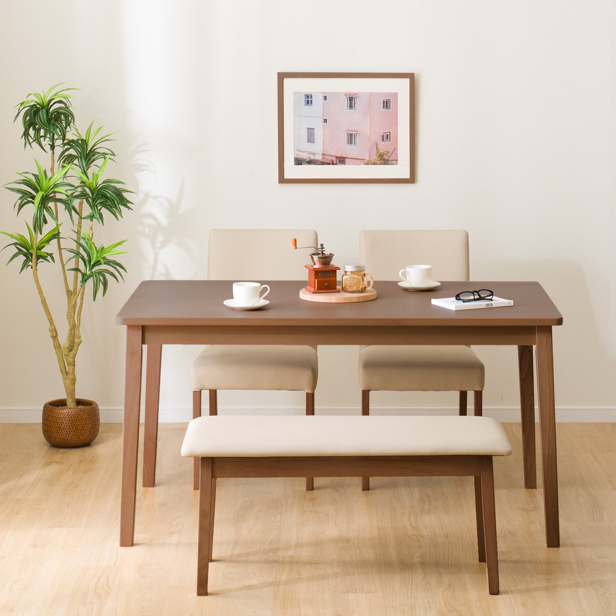 ダイニングテーブル4点セット (4LEG SI01 G 135/SI01B/ベンチSI01 MBR)  【配送員設置商品】 【5年保証】