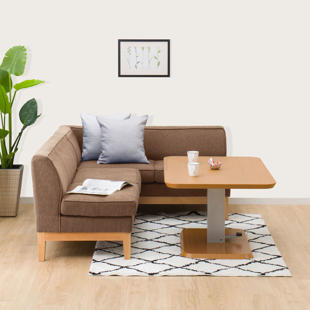 [幅120cm] リビングダイニングテーブル3点セット（コラボ120/チョイスロウBR/カウチ)  【配送員設置】 【5年保証】