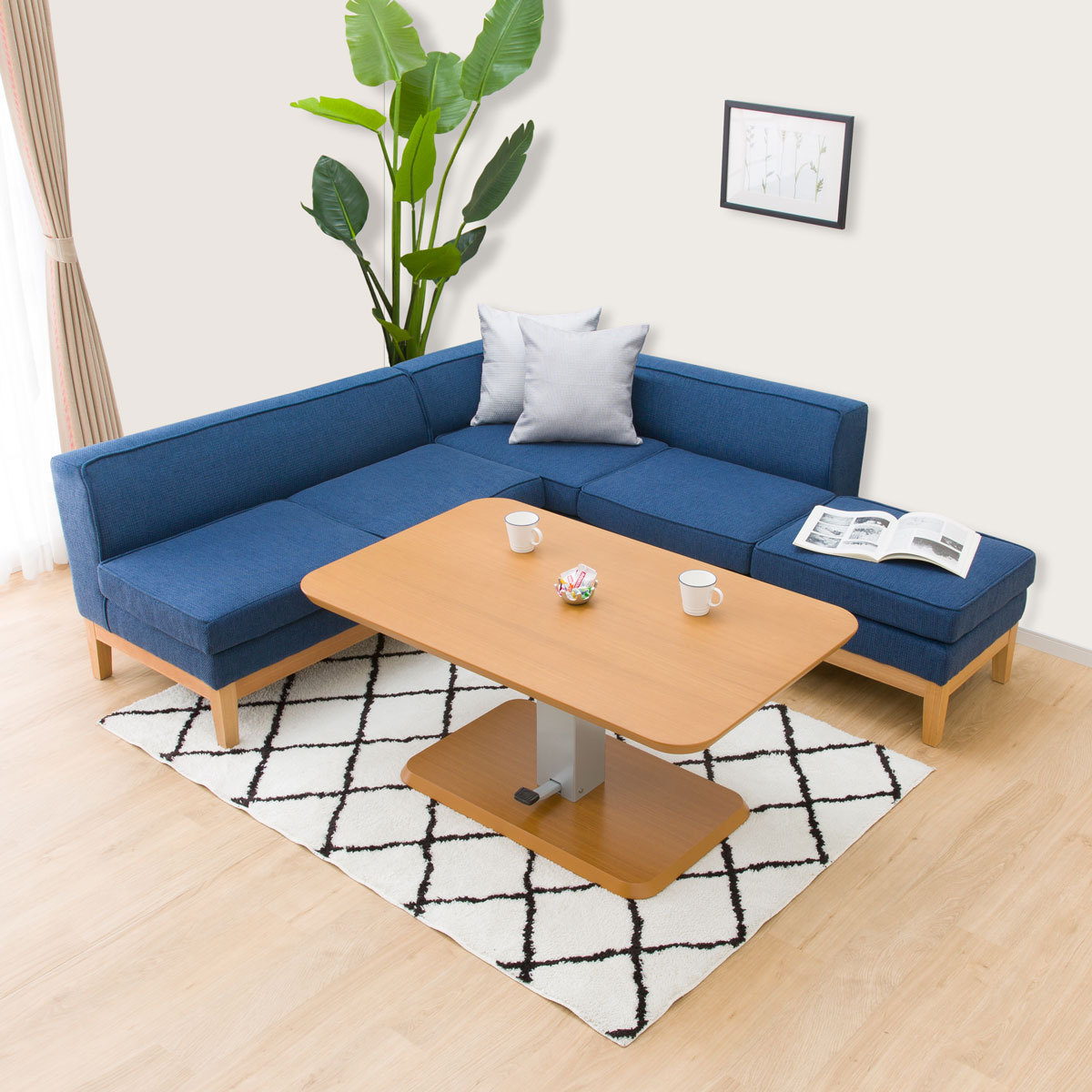 [幅120cm] リビングダイニングテーブル4点セット（コラボ120/チョイスロウBL/カウチ/スツール)  【配送員設置】 【5年保証】