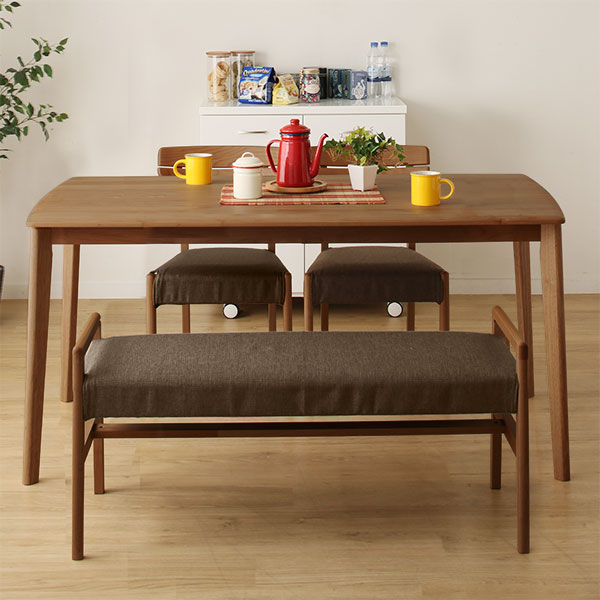 [幅150cm] ダイニングテーブルセット(DTアルナス15080MBR/DCアルナス/ベンチアルナスMBR BR)  【配送員設置】 【5年保証】