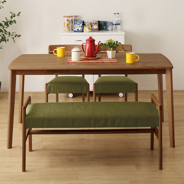 [幅150cm] ダイニングテーブルセット(DTアルナス15080MBR/DCアルナス/ベンチアルナスMBR GR)  【配送員設置】 【5年保証】