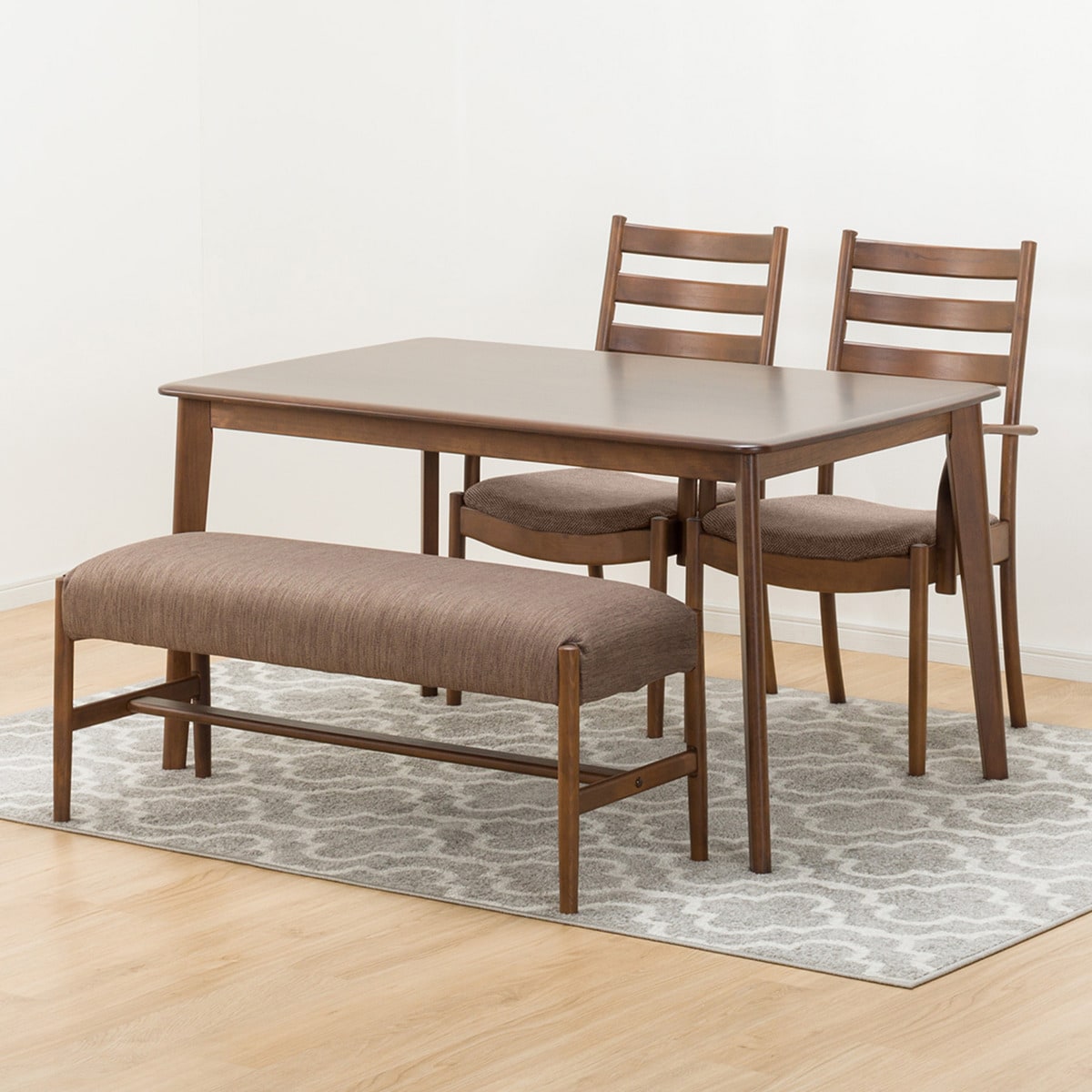 [幅135cm] ダイニングテーブル4点セット(NコレクションT-01 135MBR/C-07肘付きMBR DRD-MO/B-34MBR)  【配送員設置】 【5年保証】