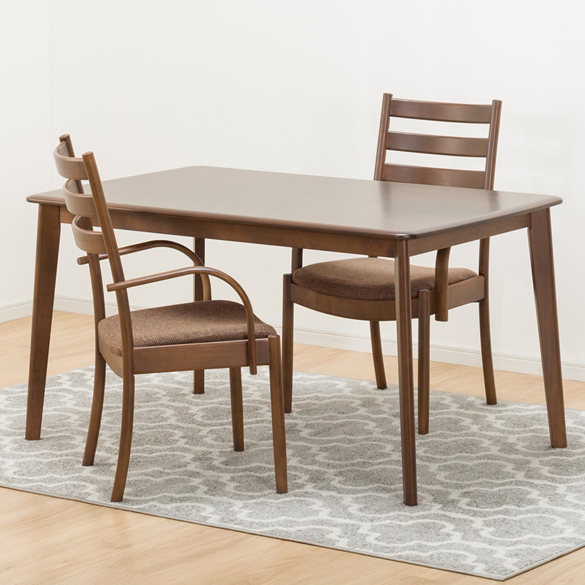 [幅135cm] ダイニングテーブル3点セット(NコレクションT-01 135MBR/C-07肘付きMBR DRD-MO)  【配送員設置】 【5年保証】