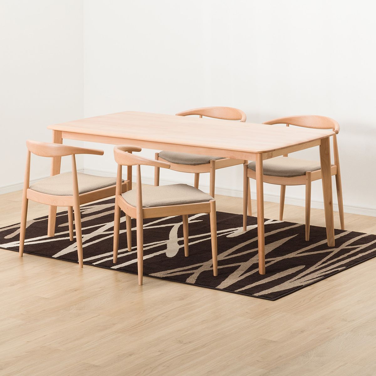 【期間限定値下げ 11/19〜1/11】 [幅165cm] ダイニングテーブル5点セット(NコレクションT-01 165NA/C-01B NA DR-BE)  【配送員設置】 【5年保証】