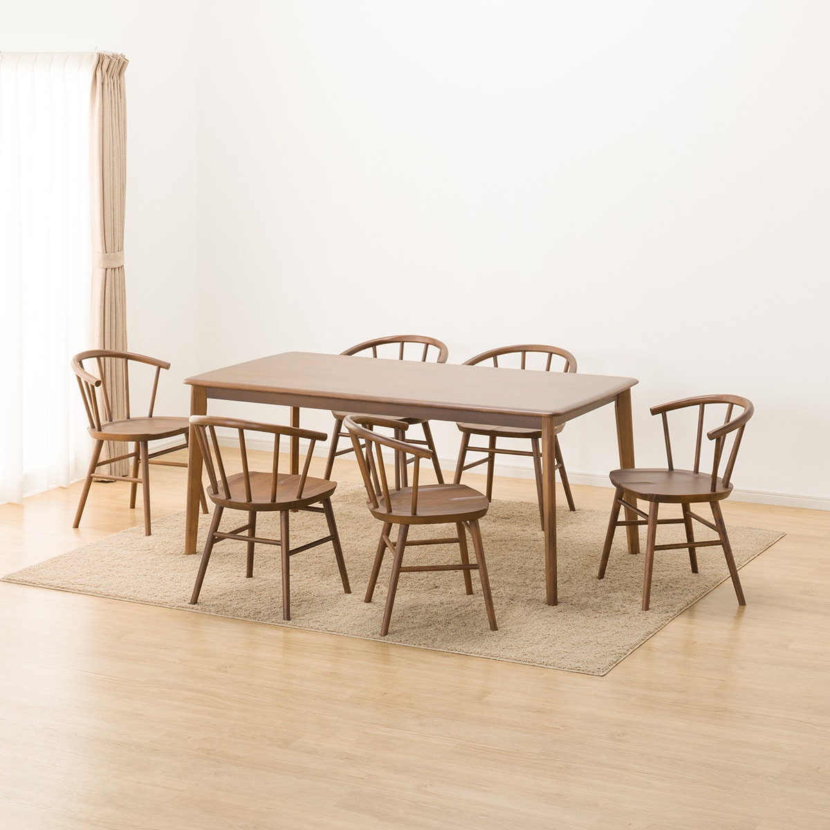 ダイニングテーブル7点セット (NコレクションT-01 165 MBR/C-53 MBR)  【配送員設置商品】 【5年保証】