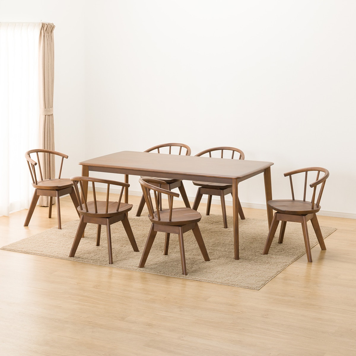 ダイニングテーブル7点セット (NコレクションT-01 165 MBR/C-53S MBR)  【配送員設置商品】 【5年保証】