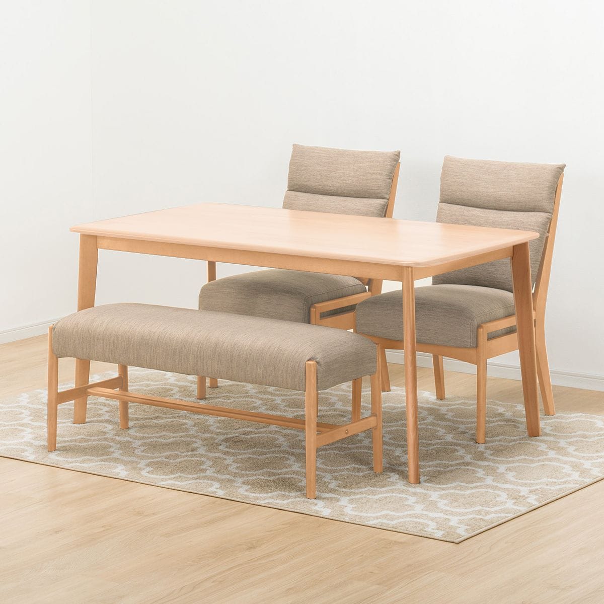 [幅150cm] ダイニングテーブル4点セット(NコレクションT-01 150NA/C-27M NA DR-BE/B-34 NA)  【配送員設置】 【5年保証】 【期間限定価格：11/17〜12/31まで】