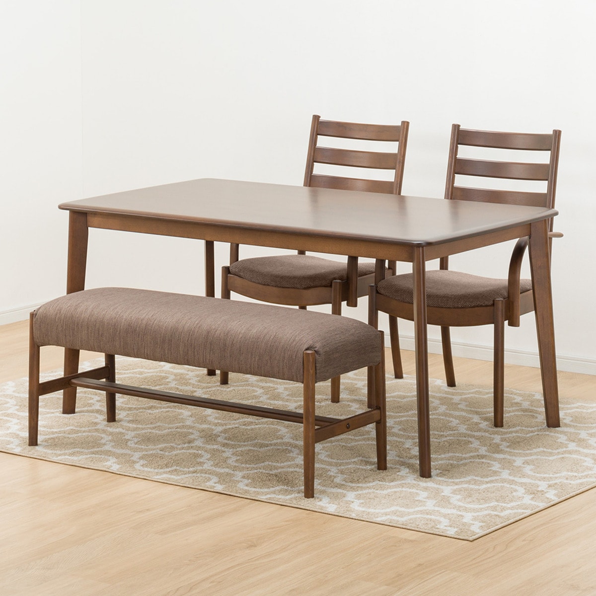 [幅150cm] ダイニングテーブル4点セット(NコレクションT-01 150MBR/C-07肘付きMBR DRD-MO/B-34MBR)  【配送員設置】 【5年保証】