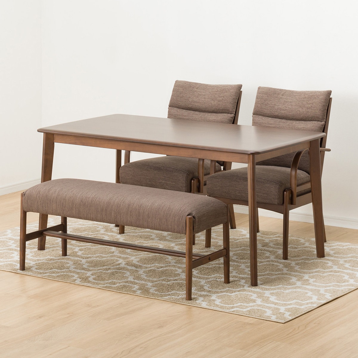 [幅150cm] ダイニングテーブル4点セット(NコレクションT-01 150MBR/C-27M肘付きMBR/DMO/B-34 MBR)  【配送員設置】 【5年保証】 【期間限定価格：11/17〜12/31まで】