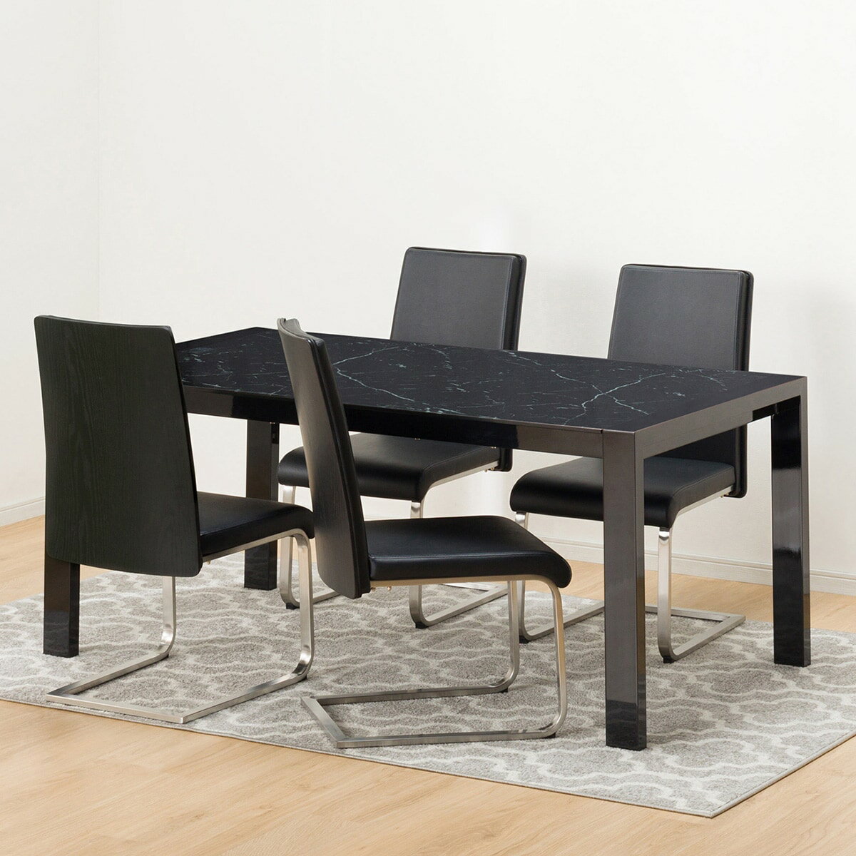 [幅160cm] ダイニングテーブルセット（DTエスペルトBK/DCダヴィンチBK）  【配送員設置】 【5年保証】 【期間限定価格：11/29〜12/31まで】