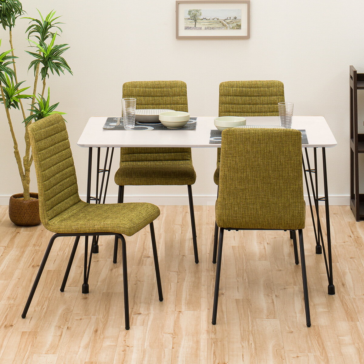 【エントリーでP5】 [幅120cm] ダイニングテーブルセット(DTNクーボ120WH/DCNクーボ布GR)   【5年保証】