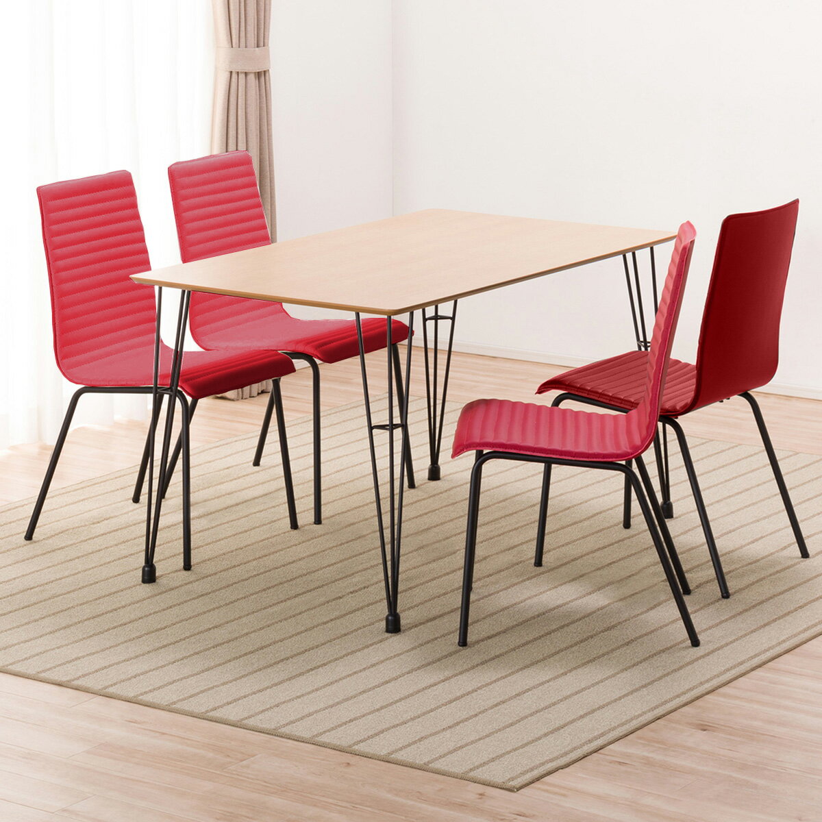 [幅120cm] ダイニングテーブルセット(DTNクーボ120LBR/DCNクーボPVCRE)   【5年保証】