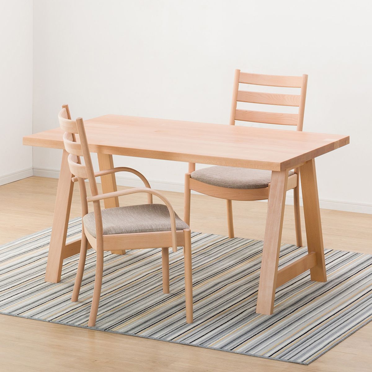 ダイニングテーブル3点セット(NコレクションT06A 135NA/C-07肘付き NA/DR-BE)  【配送員設置】 【5年保証】