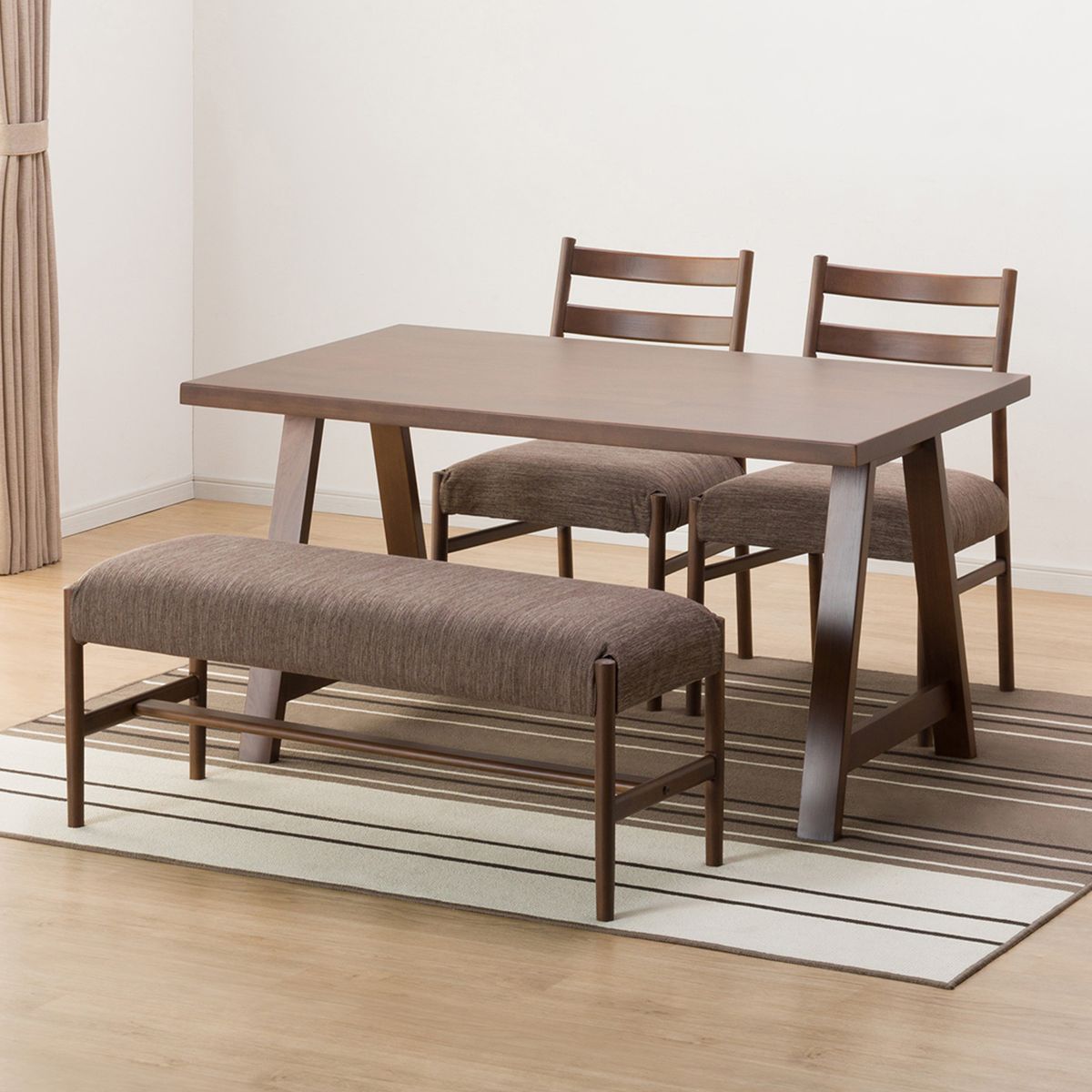 [幅135cm] ダイニングテーブル4点セット(NコレクションT-06A 135MBR/C-34 MBR DR-DMO/B-34MBR)  【配送員設置】 【5年保証】 【期間限定価格：11/17〜12/31まで】