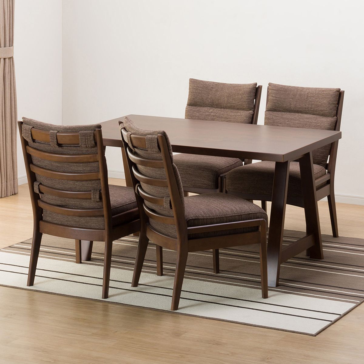 [幅135cm] ダイニングテーブル5点セット(NコレクションT-06A 135MBR/C-27M MBR/DMO)  【配送員設置】 【5年保証】