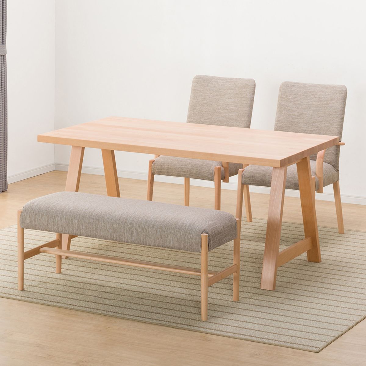 [幅150cm] ダイニングテーブル4点セット(NコレクションT-06A 150NA/C-10肘付きNA DR-BE/B-34 NA)  【配送員設置】 【5年保証】 【期間限定価格：11/17〜12/31まで】