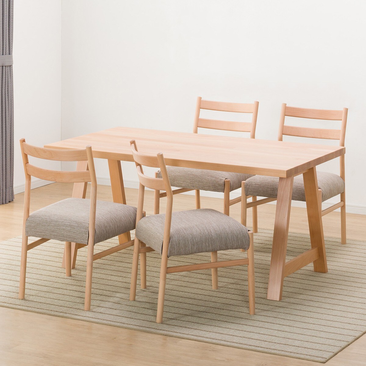 [幅150cm] ダイニングテーブル5点セット(NコレクションT-06A 150NAC-34 NA DR-BE)  【配送員設置】 【5年保証】 【期間限定価格：11/17〜12/31まで】