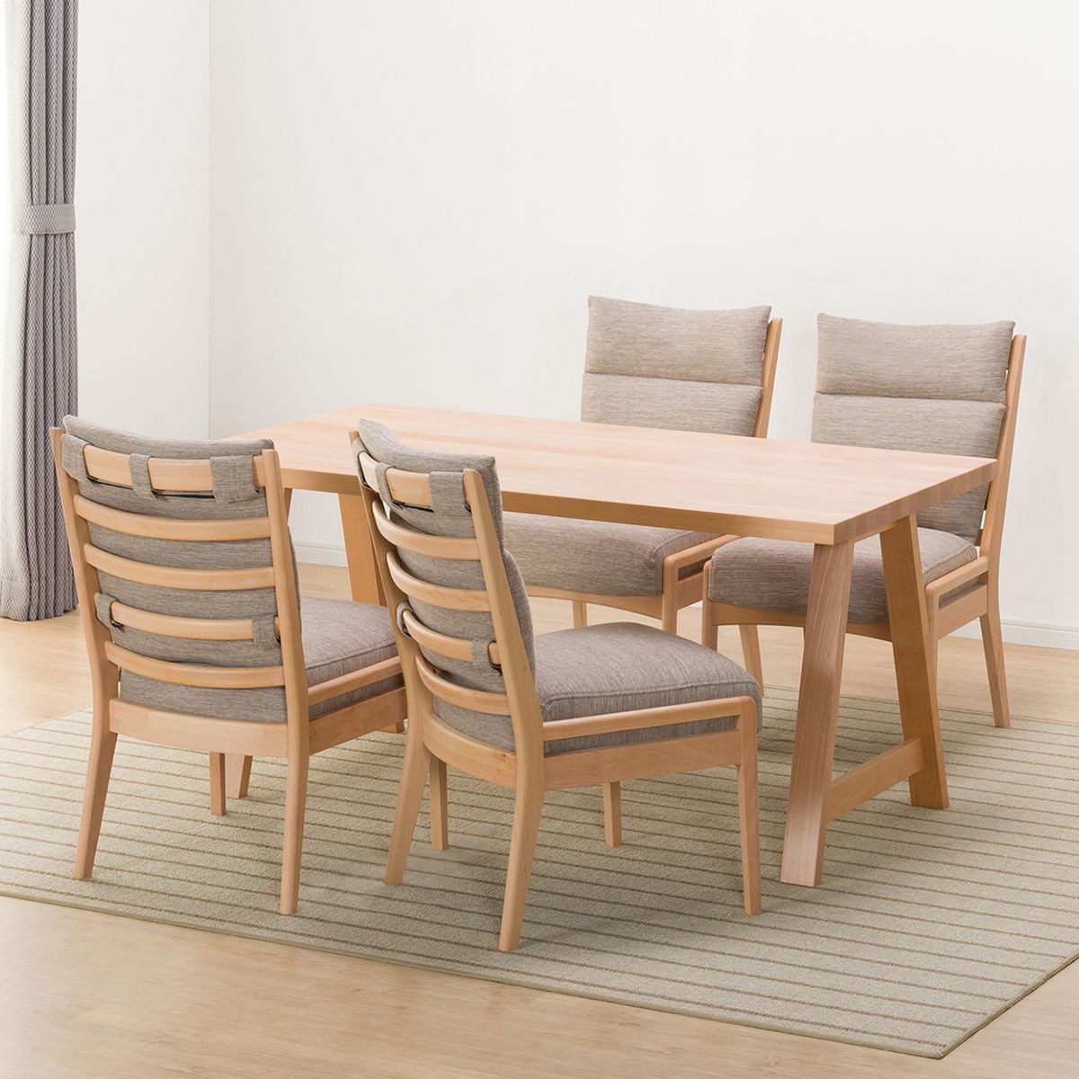 [幅150cm] ダイニングテーブル5点セット(NコレクションT-06A 150NA/C-27M NA DR-BE)  【配送員設置】 【5年保証】 【期間限定価格：11/17〜12/31まで】