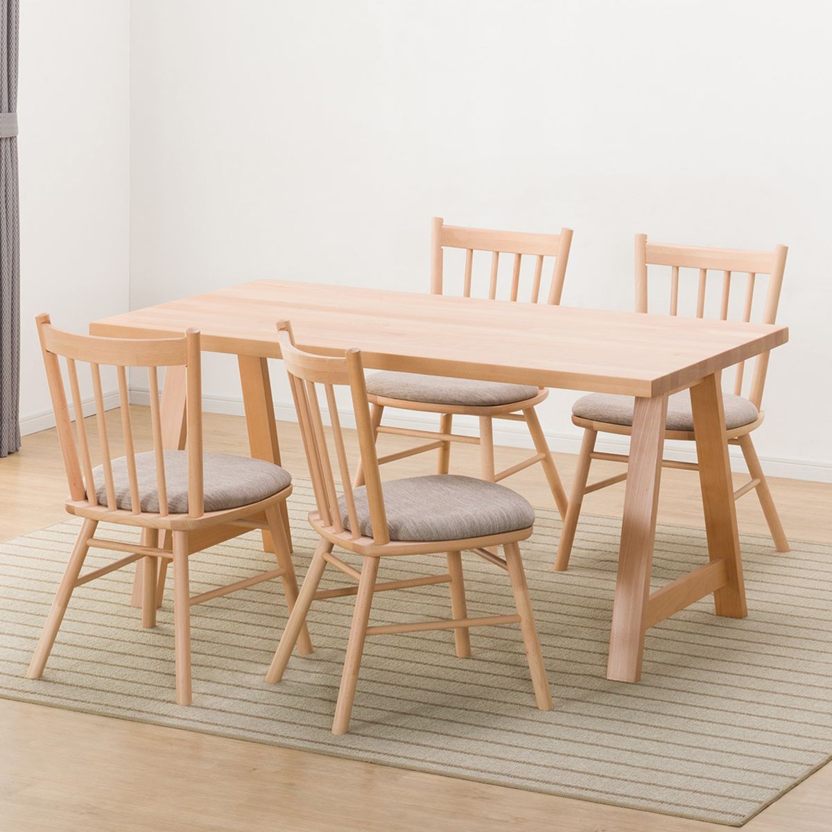 [幅150cm] ダイニングテーブル5点セット(NコレクションT-06A 150NA/C-41 NA DR-BE)  【配送員設置】 【5年保証】 【期間限定価格：11/17〜12/31まで】