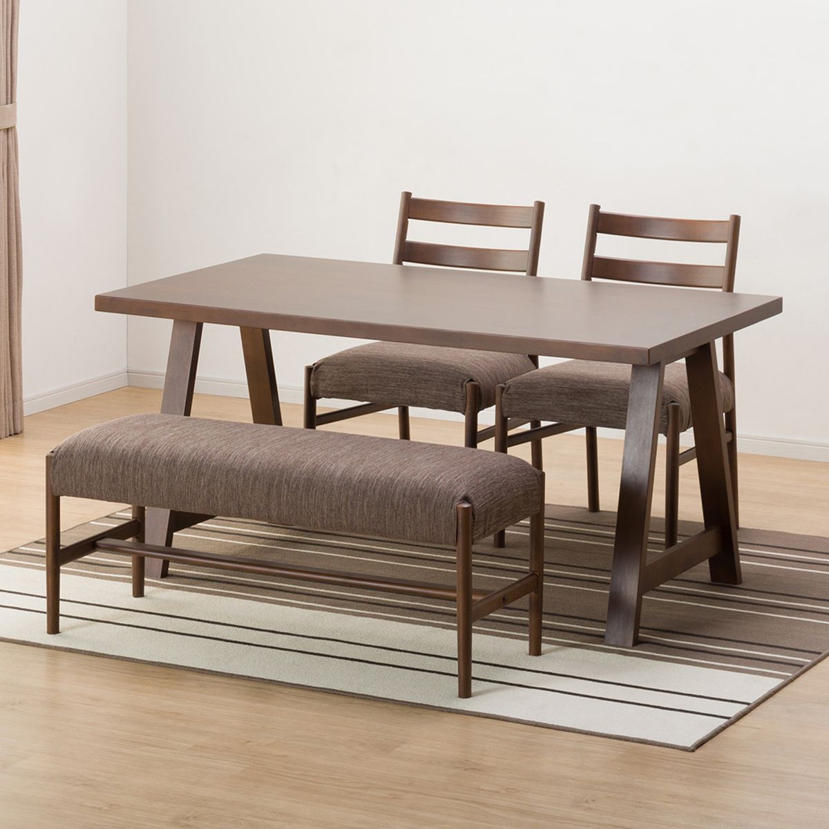 [幅150cm] ダイニングテーブル4点セット(NコレクションT-06A 150MBR/C-34 MBR DR-DMO/B-34 MBR)  【配送員設置】 【5年保証】 【期間限定価格：11/17〜12/31まで】