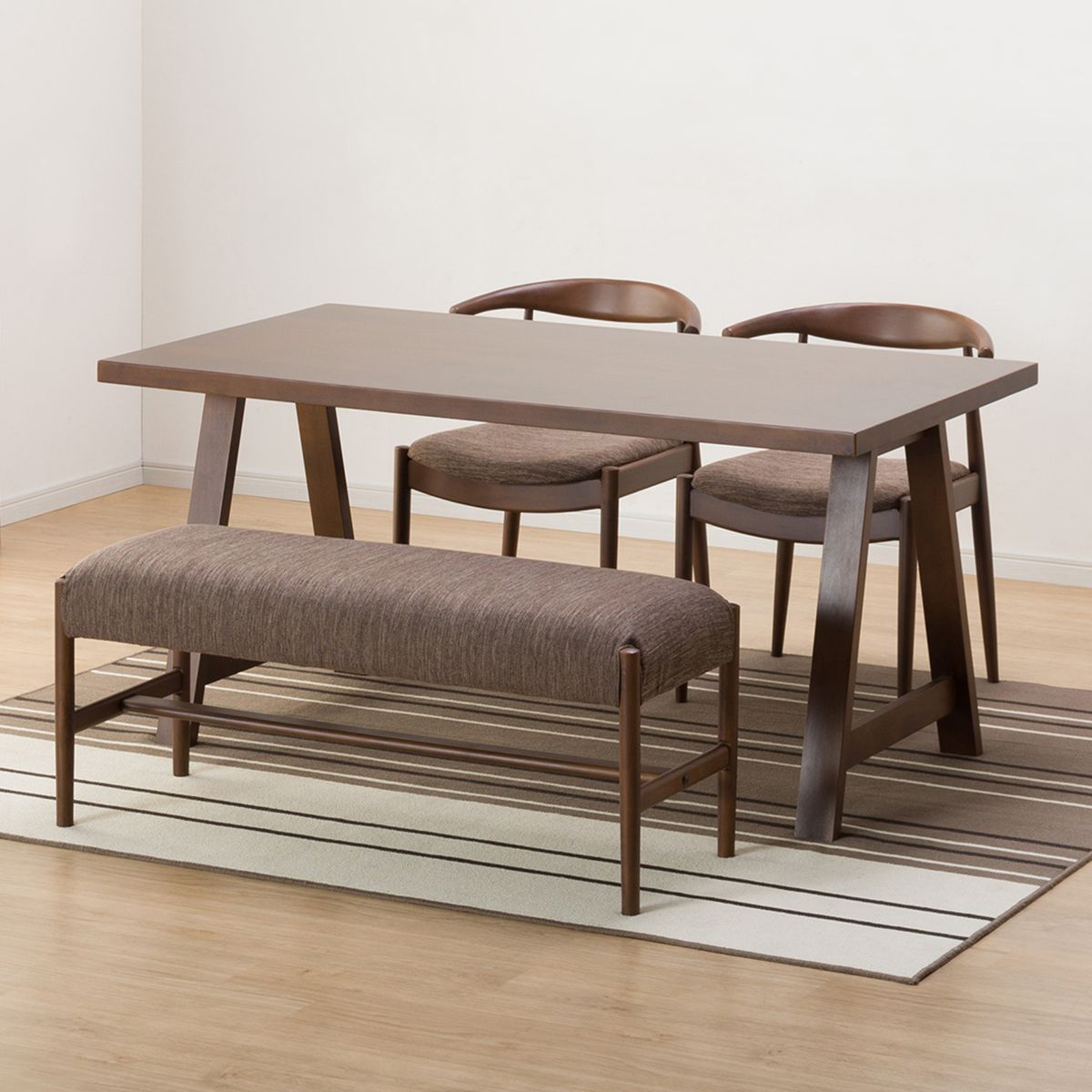 【期間限定値下げ 11/19〜1/11】 【北海道・東日本専用商品】[幅150cm] ダイニングテーブル4点セット(NコレクションT-06A 150MBR/C-01B MBR DR-DMO/B-34MBR)  【配送員設置】 【5年保証】