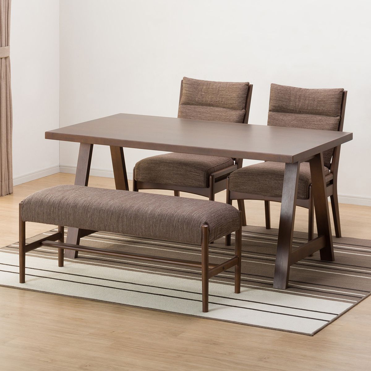 [幅150cm] ダイニングテーブル4点セット(NコレクションT-06A 150MBR/C-27M MBR/DMO/B-34 MBR)  【配送員設置】 【5年保証】 【期間限定価格：11/17〜12/31まで】