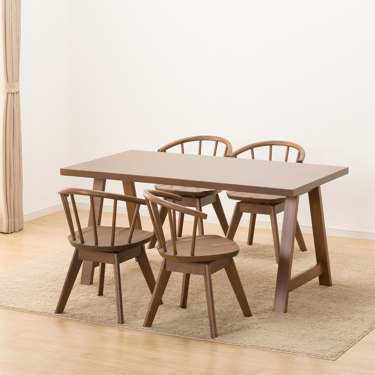 ダイニングテーブル5点セット (NコレクションT-06A 150 MBR/C-53S MBR)  【配送員設置商品】 【5年保証】