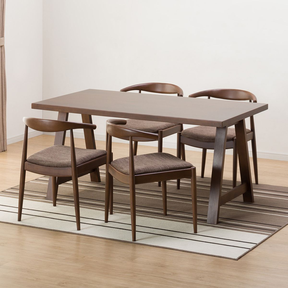 【期間限定値下げ 11/19〜1/11】 【北海道・東日本専用商品】[幅150cm] ダイニングテーブル5点セット(NコレクションT-06A 150MBR/C-01B MBR DR-DMO)  【配送員設置】 【5年保証】