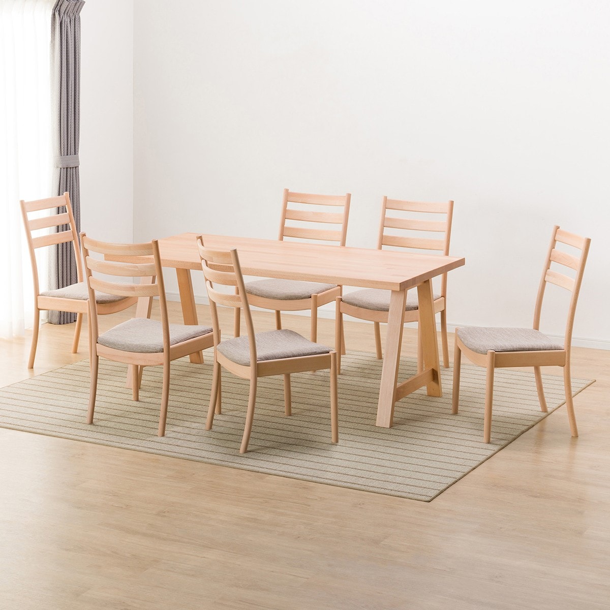 ダイニングテーブル7点セット(NコレクションT-06A 165NA/C-07 NA DR-BE) ニトリ 【配送員設置】 【5年保証】