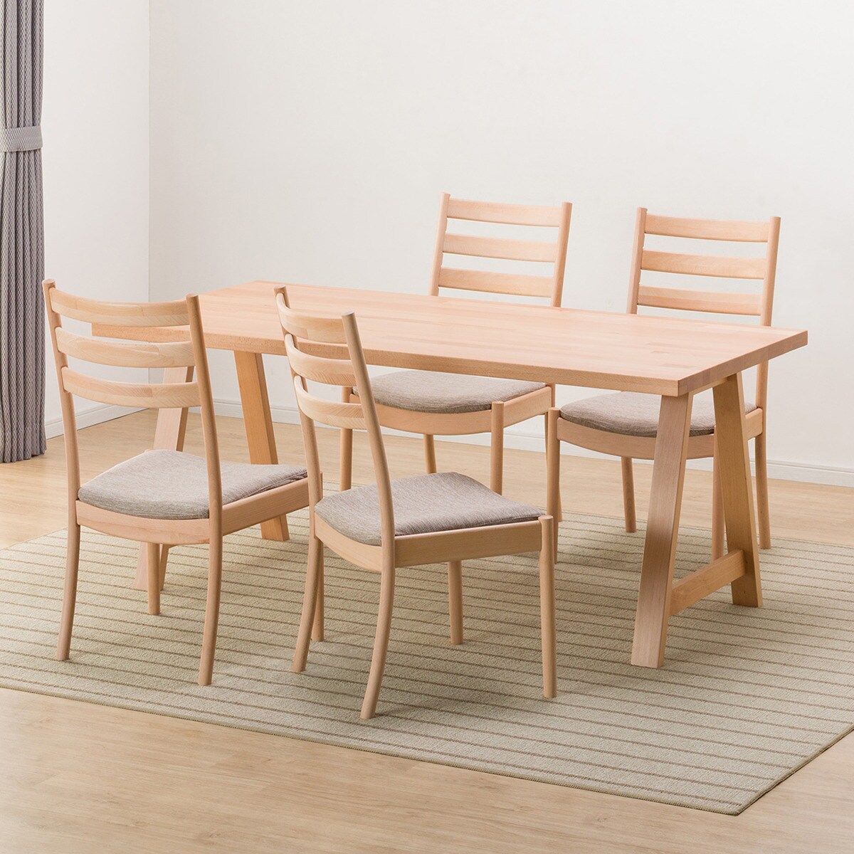 ダイニングテーブル5点セット(NコレクションT-06A 165NA/C-07 NA DR-BE) ニトリ 【配送員設置】 【5年保証】