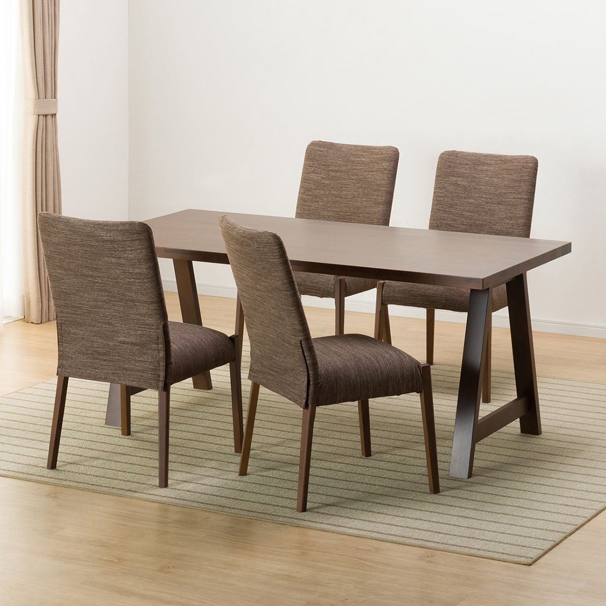 [幅165cm] ダイニングテーブル5点セット(NコレクションT-06A 165MBR/C-10 MBR DR-DMO)  【配送員設置】 【5年保証】 【期間限定価格：11/17〜12/31まで】