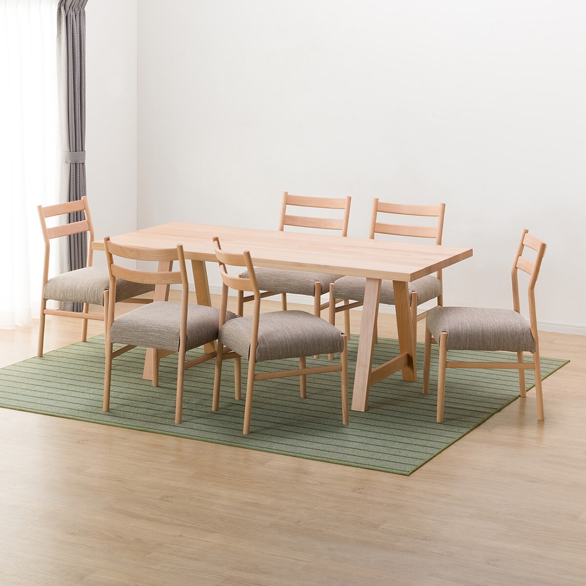 [幅180cm] ダイニングテーブル7点セット(NコレクションT-06A 180NA/C-34 NA DR-BE)  【配送員設置】 【5年保証】 【期間限定価格：11/17〜12/31まで】