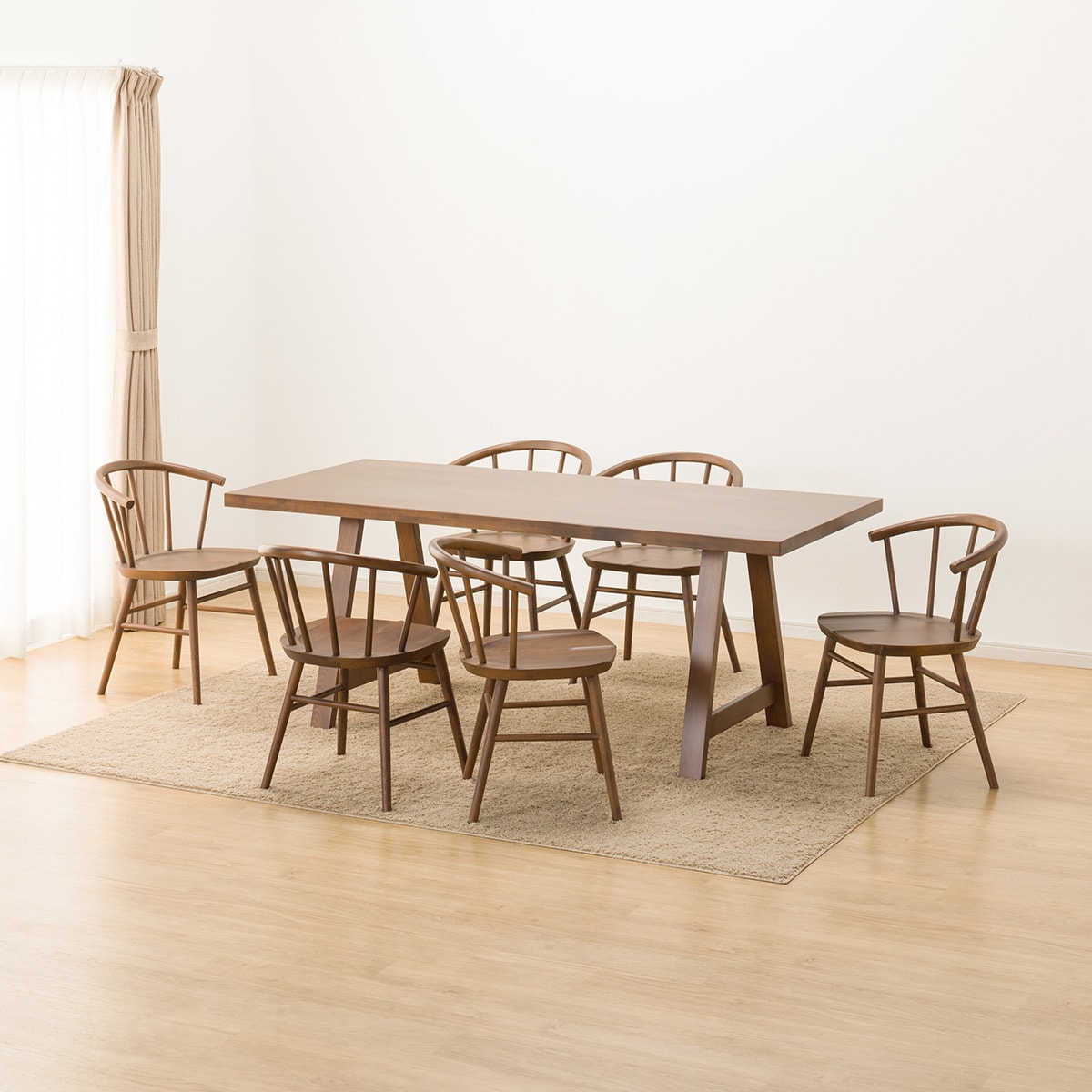 ダイニングテーブル7点セット (NコレクションT-06A 180 MBR/C-53 MBR)  【配送員設置商品】 【5年保証】