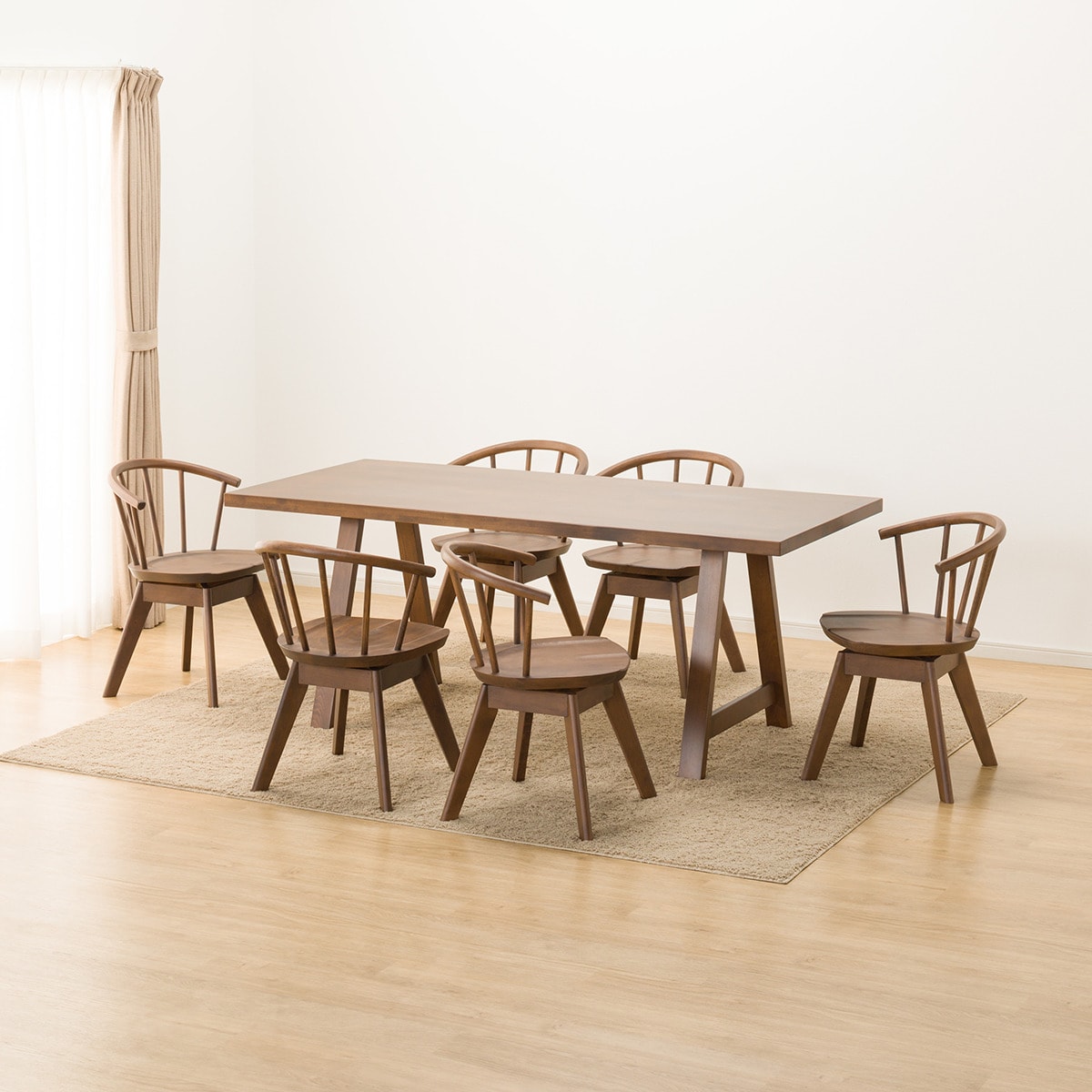 ダイニングテーブル7点セット (NコレクションT-06A 180 MBR/C-53S MBR)  【配送員設置商品】 【5年保証】