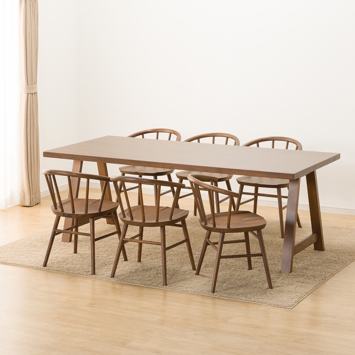 ダイニングテーブル7点セット (NコレクションT-06A 200 MBR/C-53 MBR)  【配送員設置商品】 【5年保証】