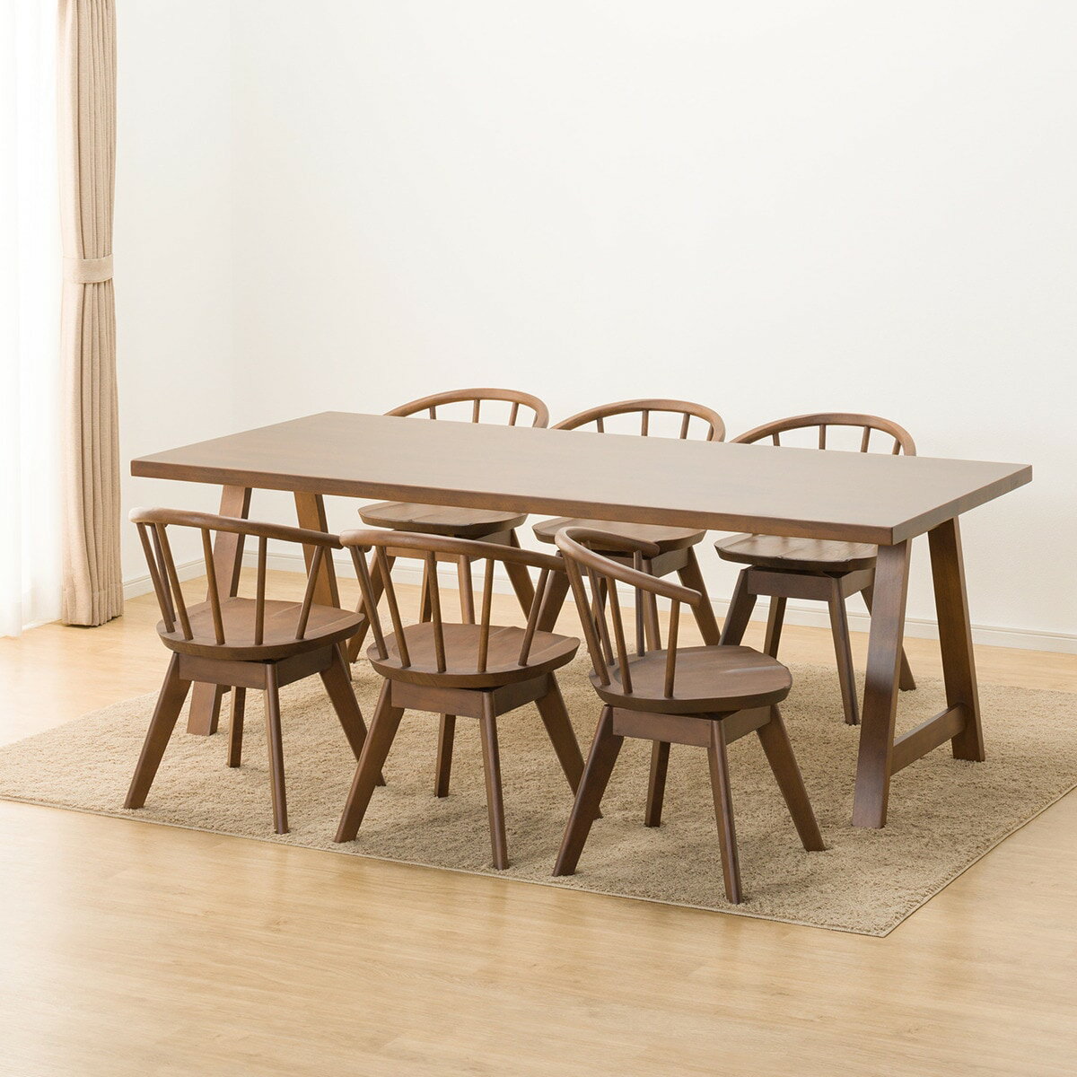 ダイニングテーブル7点セット (NコレクションT-06A 200 MBR/C-53S MBR)  【配送員設置商品】 【5年保証】
