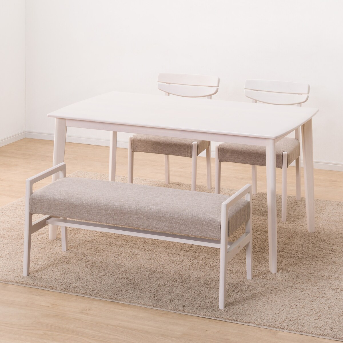 ダイニングテーブル4点セット (DTアルナスDF135WW/ダイニングチェアアルナス/ベンチアルナスBE)  【配送員設置商品】 【5年保証】