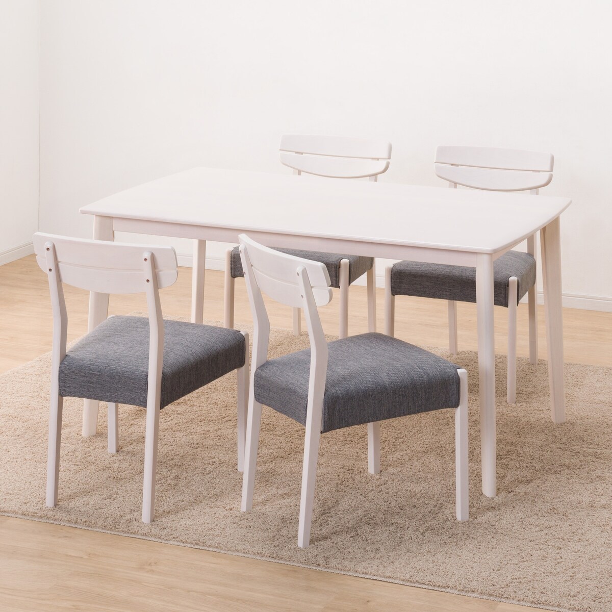 ダイニングテーブル5点セット (DTアルナスDF135WW/ダイニングチェアアルナスGY)  【配送員設置商品】 【5年保証】