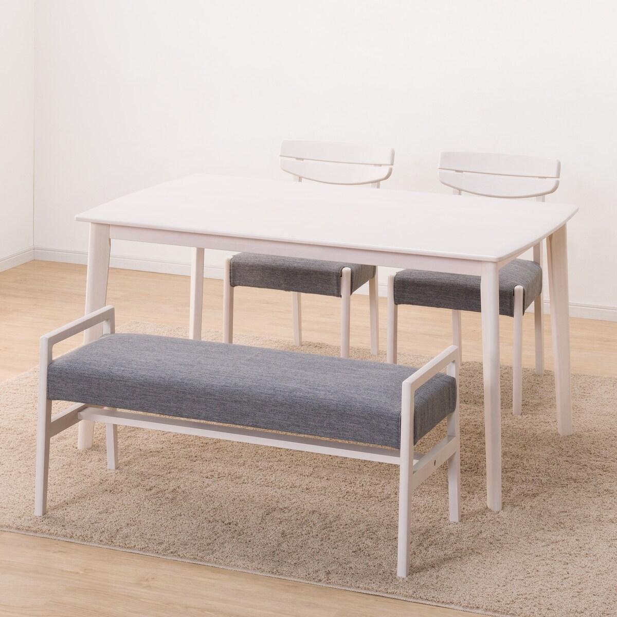 ダイニングテーブル4点セット (DTアルナスDF135WW/ダイニングチェアアルナス/ベンチアルナスGY)  【配送員設置商品】 【5年保証】