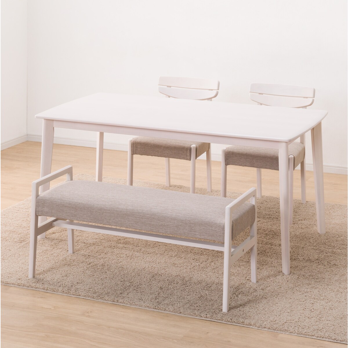 ダイニングテーブル4点セット (DTアルナスDF150WW/ダイニングチェアアルナス/ベンチアルナスBE)  【配送員設置商品】 【5年保証】