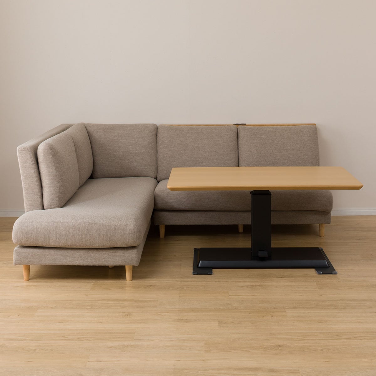 [幅120cm] リビングダイニングテーブル3点セット(LC-004 120 LBR/2P/カウチソファ左肘/LD1 DR-BE)  【配送員設置】 【5年保証】 【期間限定価格：11/17〜12/31まで】