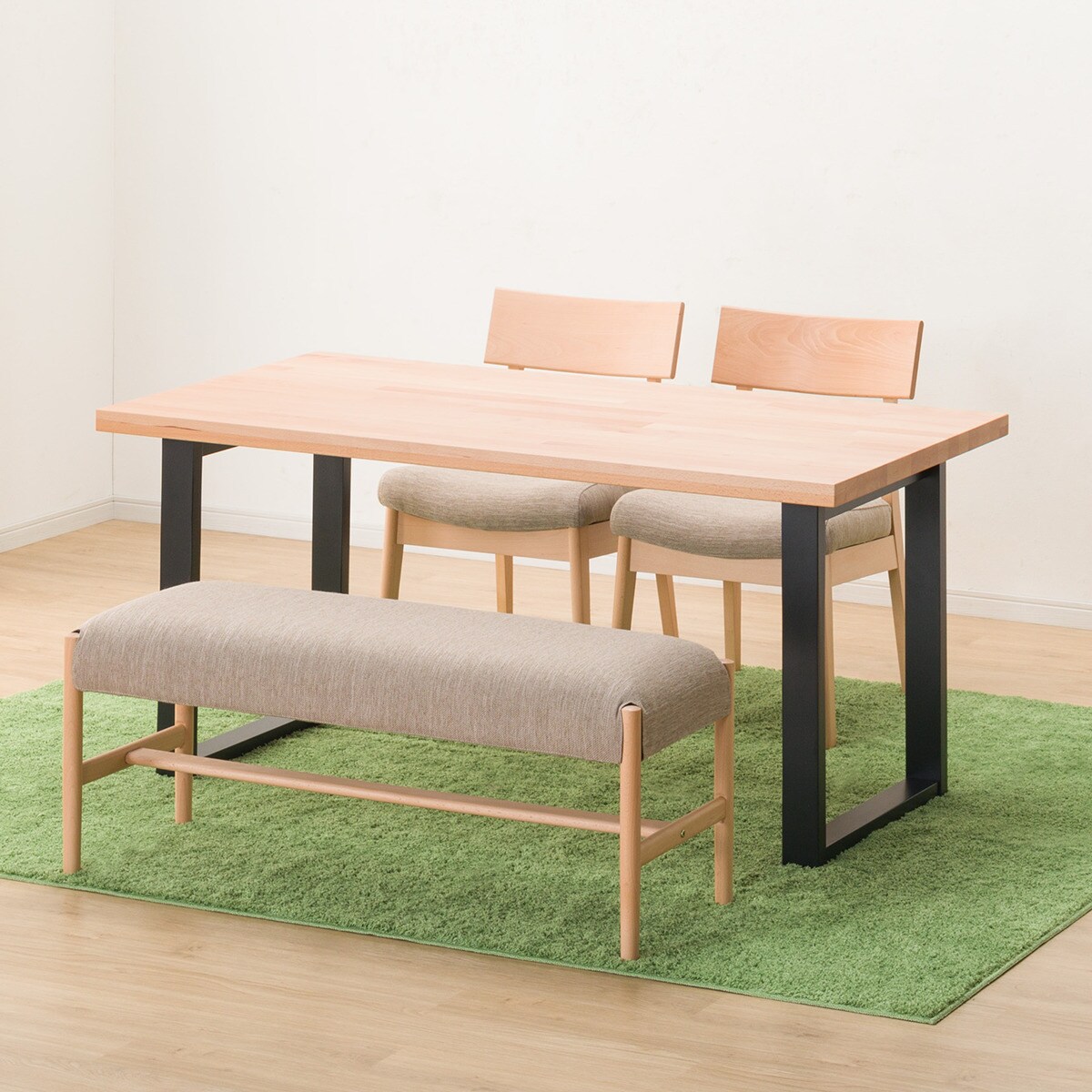 [幅150cm] ダイニングテーブル4点セット(NコレクションT-06U 150 NA/BK C-49/B-34 NA/BE)  【配送員設置】 【5年保証】