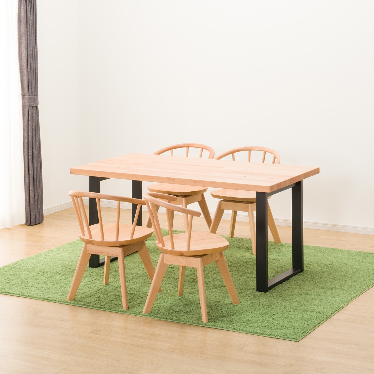 ダイニングテーブル5点セット (NコレクションT-06U 150 NA/BK/C-53S NA)  【配送員設置商品】 【5年保証】