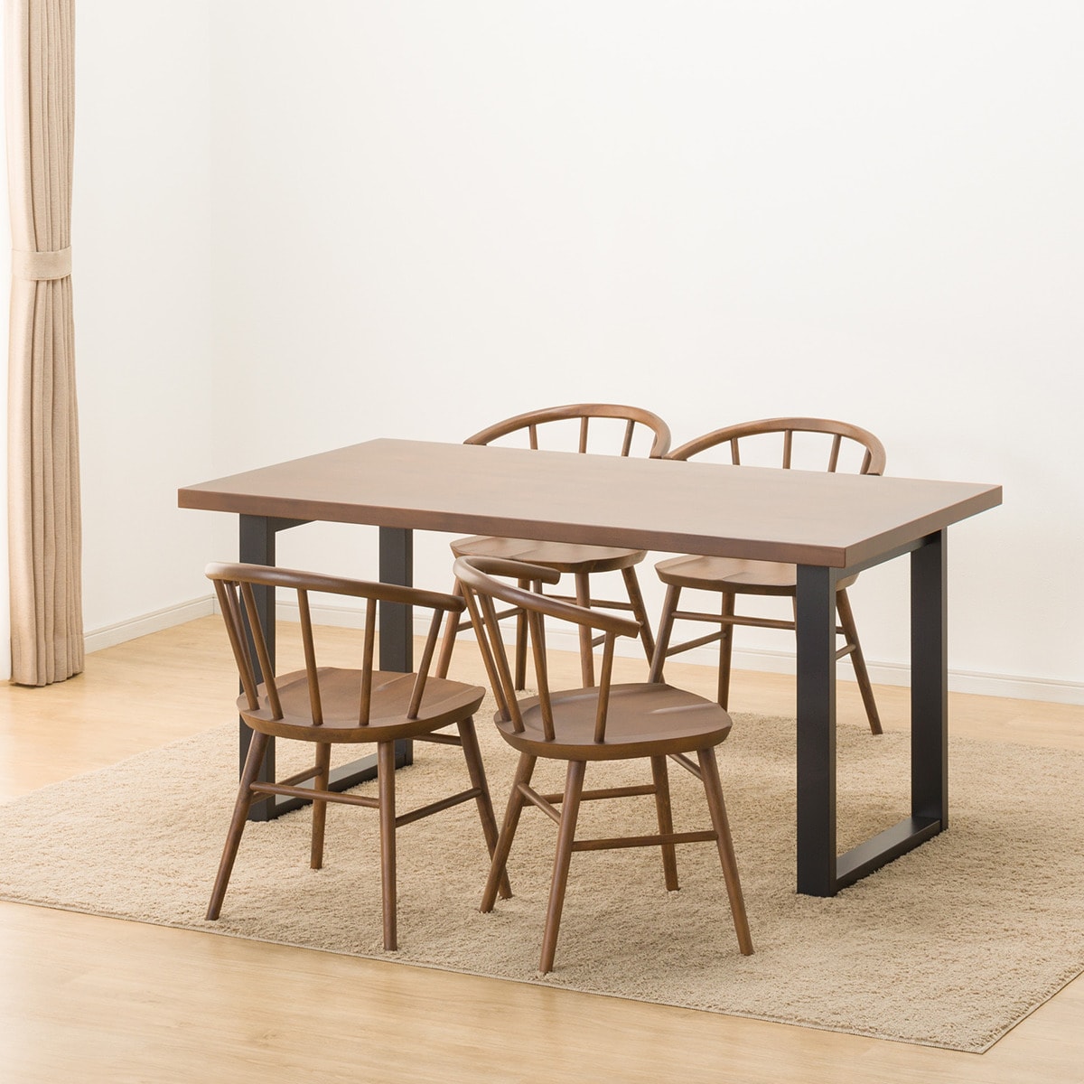 ダイニングテーブル5点セット (NコレクションT-06U 150 MBR/BK/C-53 MBR)  【配送員設置商品】 【5年保証】