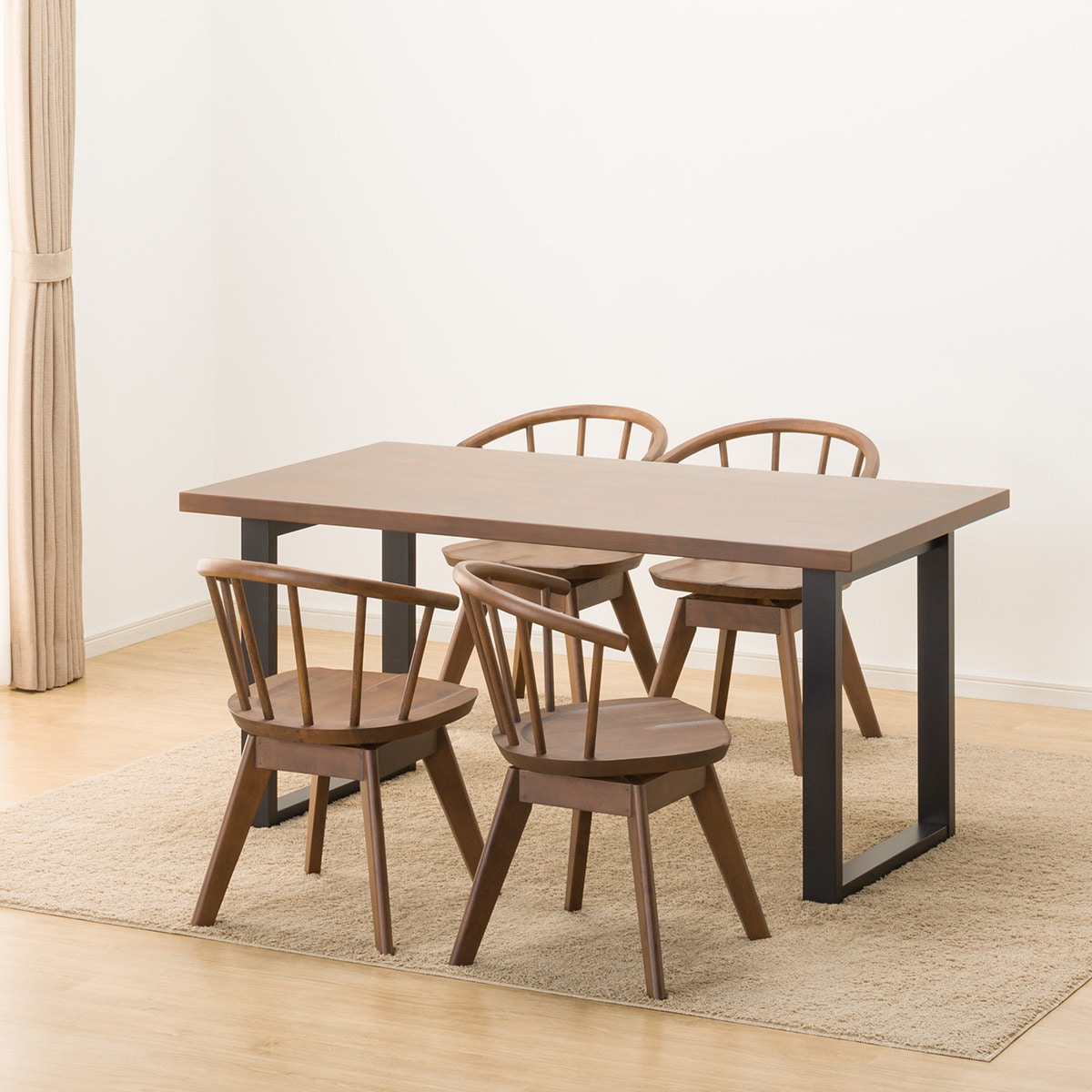 ダイニングテーブル5点セット (NコレクションT-06U 150 MBR/BK/C-53S MBR)  【配送員設置商品】 【5年保証】