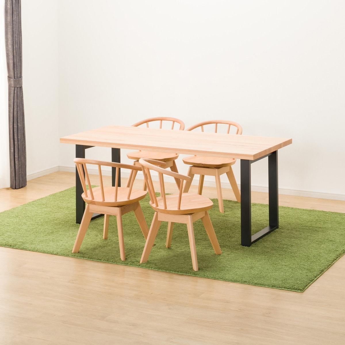ダイニングテーブル5点セット (NコレクションT-06U 165 NA/BK/C-53S NA)  【配送員設置商品】 【5年保証】