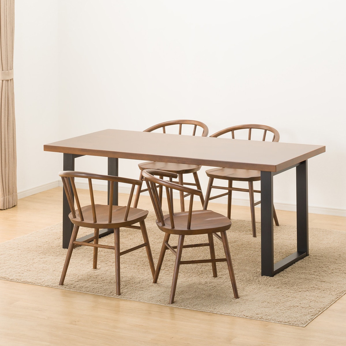 ダイニングテーブル5点セット (NコレクションT-06U 165 MBR/BK/C-53 MBR)  【配送員設置商品】 【5年保証】