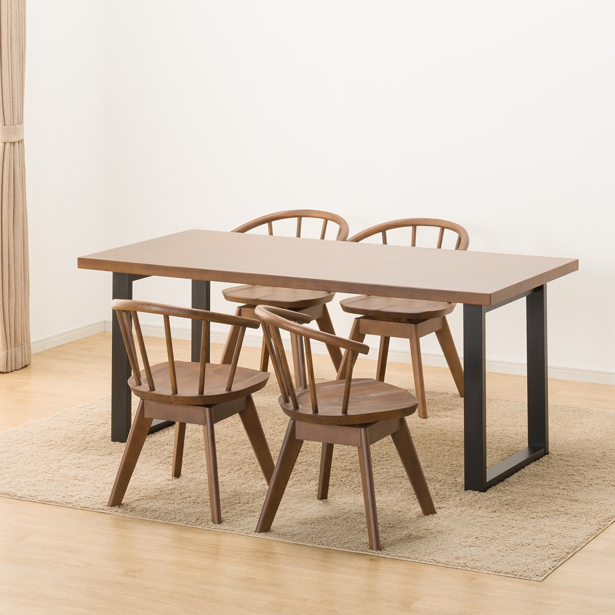 ダイニングテーブル5点セット (NコレクションT-06U 165 MBR/BK/C-53S MBR)  【配送員設置商品】 【5年保証】