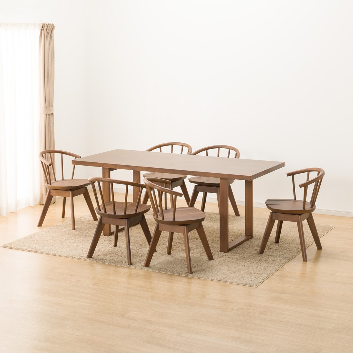 ダイニングテーブル7点セット (NコレクションT-06U 180 MBR/C-53S MBR)  【配送員設置商品】 【5年保証】